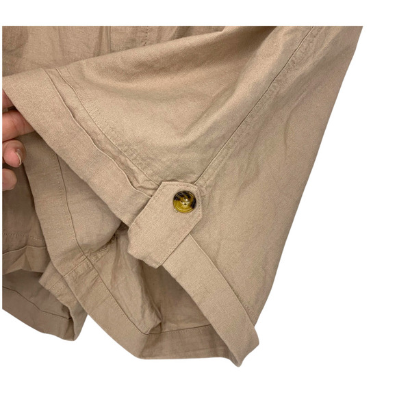 NWT Democracy Plus Sz 1X Sky Rise Tan Khaki Linen Blend Smocked Waist Shorts NEW - Picture 4 of 8